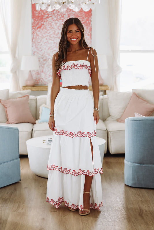 Love You Cherry Much Crop Top - White