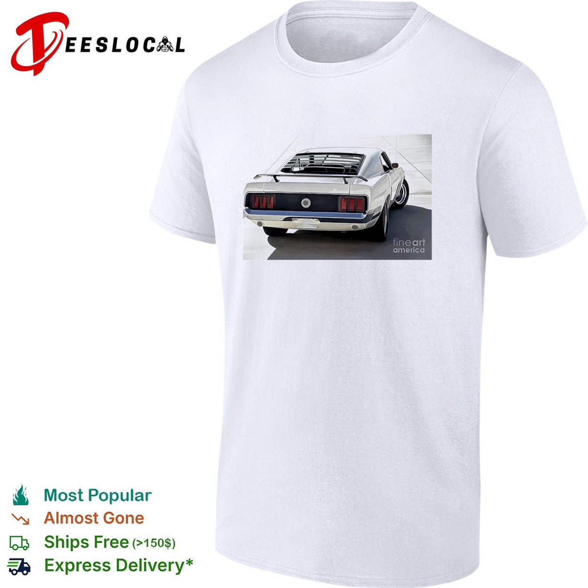 1969 Ford Mustang Fastback Classic Muscle Car Rear View shirt Unisex