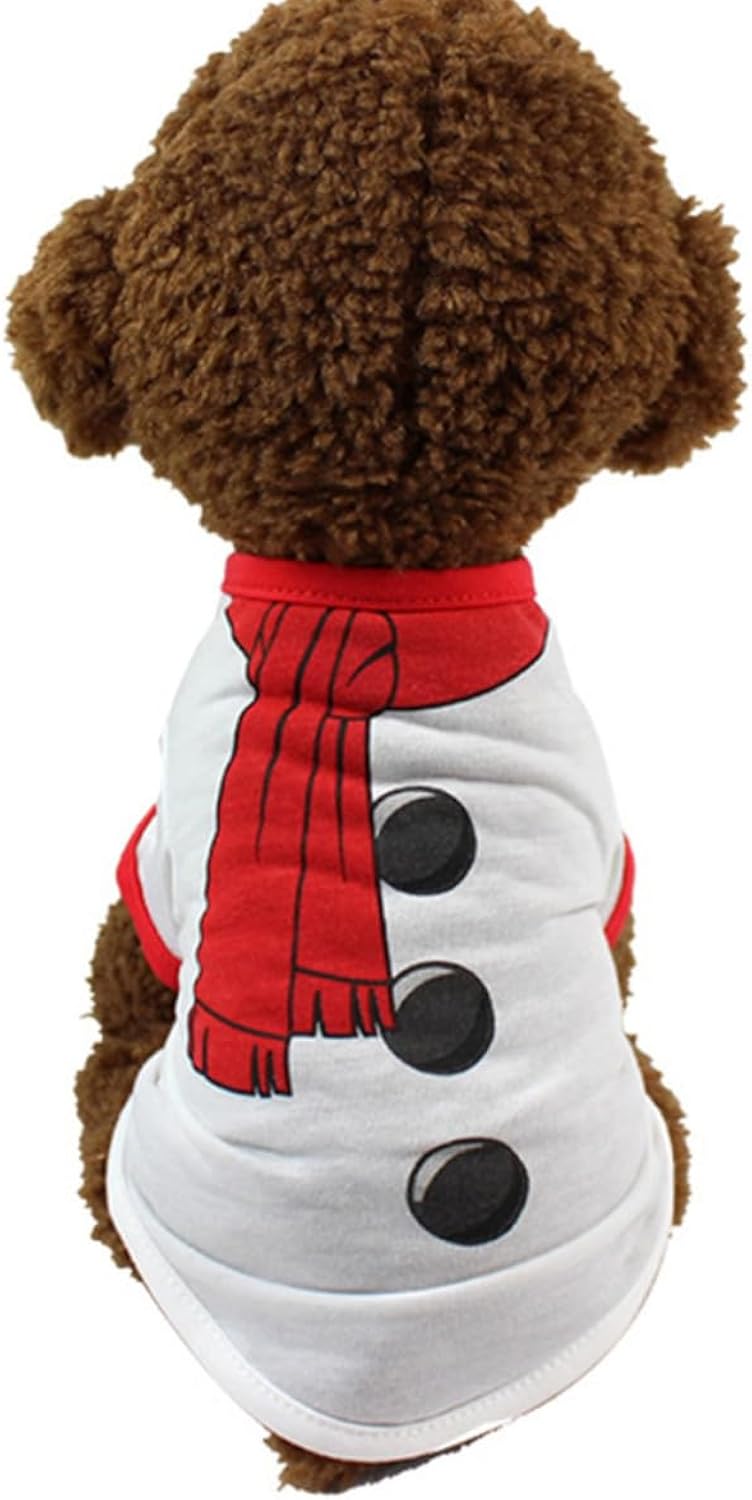 Christmas Dog Shirt with Adorable Snowman Design, Size L