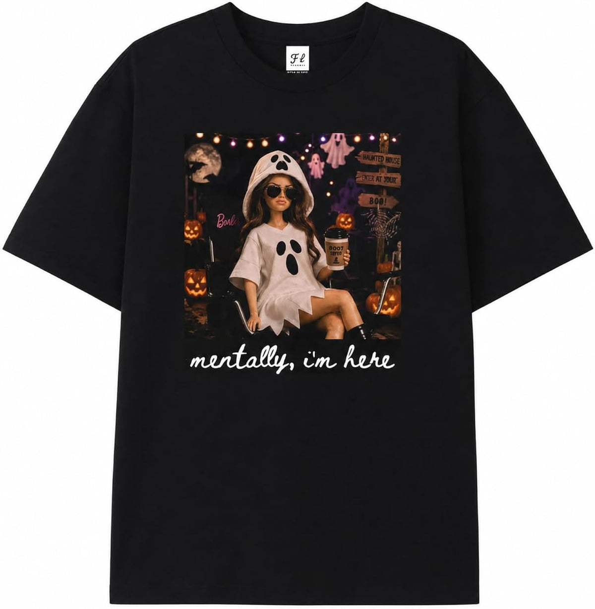Funny Doll Halloween Mentally I'm Here T-Shirt