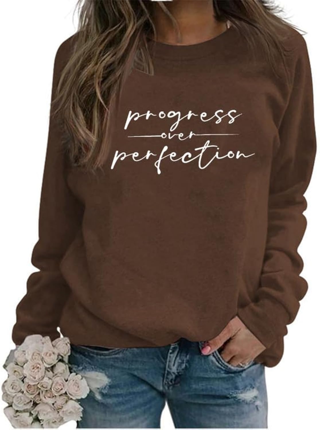 Progress Over Perfection Sweatshirt School Shirts for Teachers Women Long Sleeve Fall Crewneck Graphic Pullover Tops