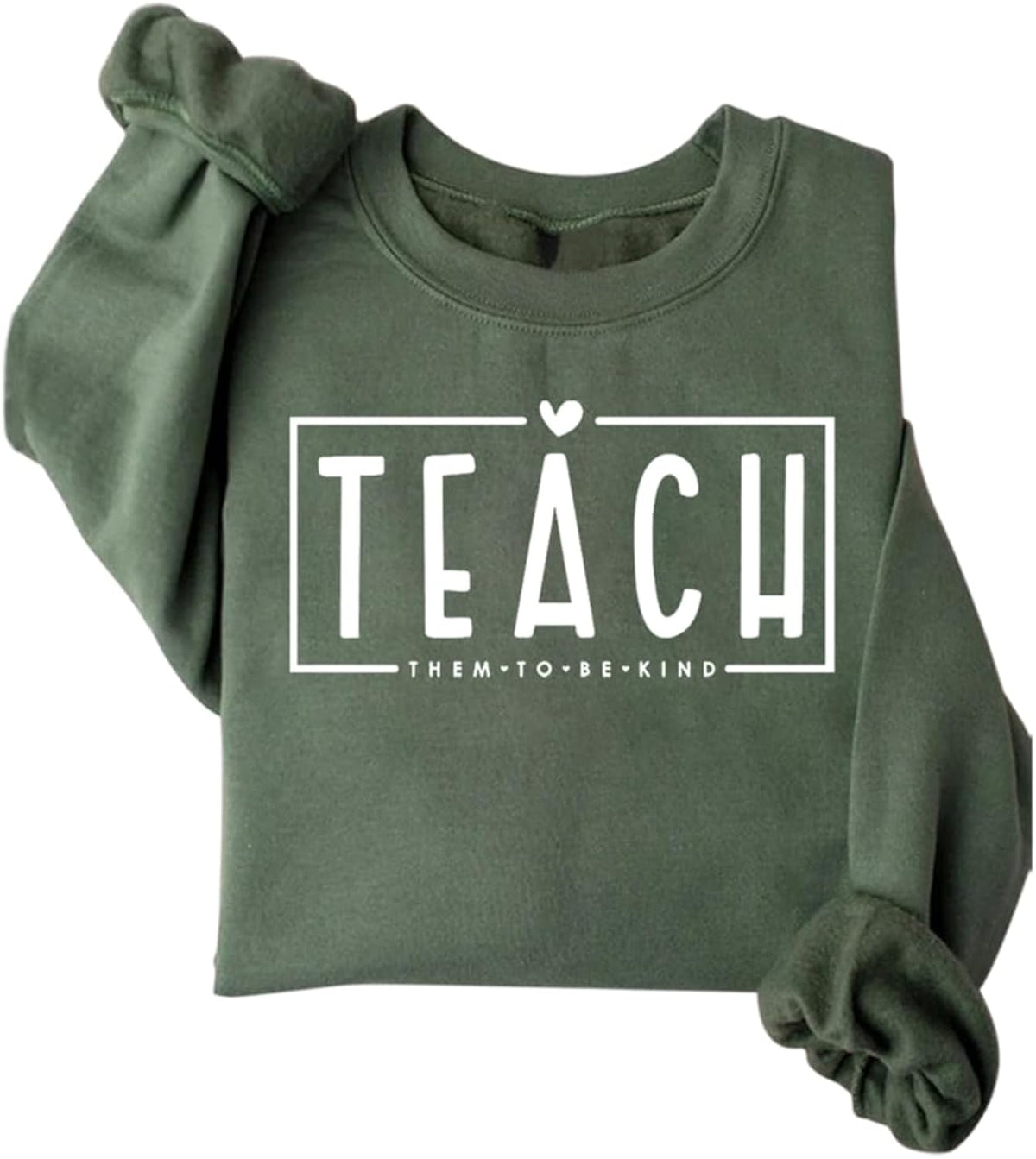 Teacher Sweatshirt Women Teach Them to Be Kind Shirts Teacher Fleece Crewneck Long Sleeve Pullover Sweaters