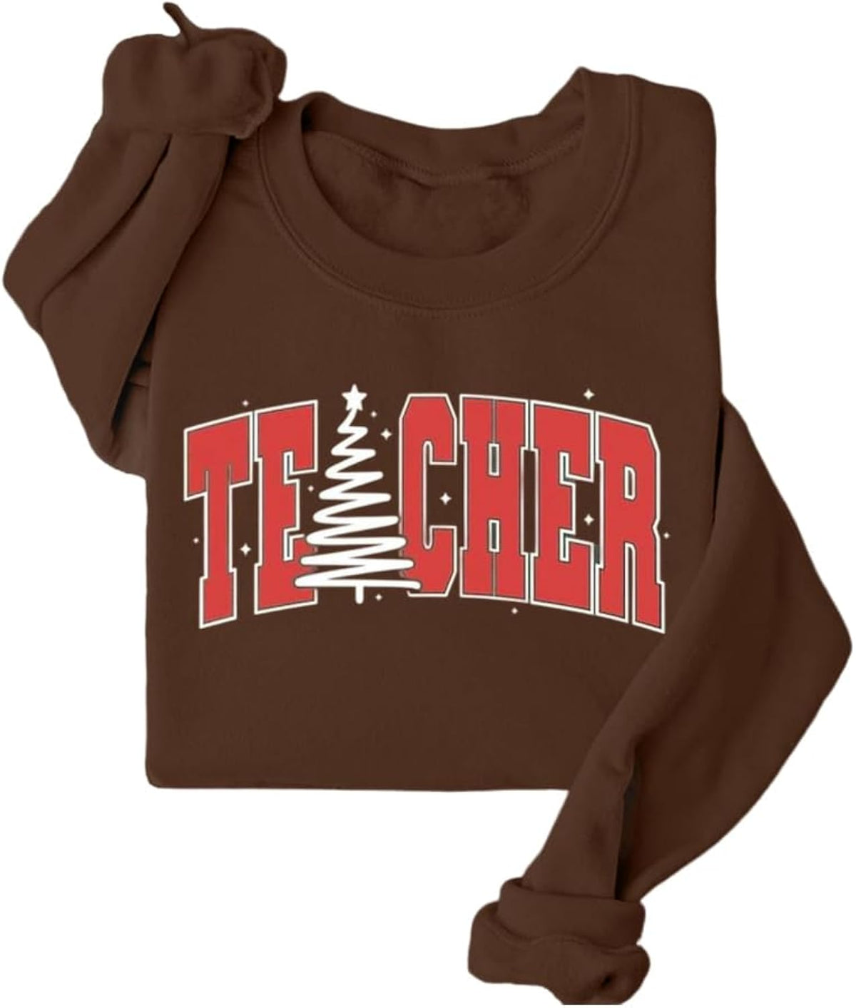 Teacher Christmas Fleece Sweatshirt Christmas Tree Graphic Vacation Xmas Holiday Crewneck Pullover Winter Sweater