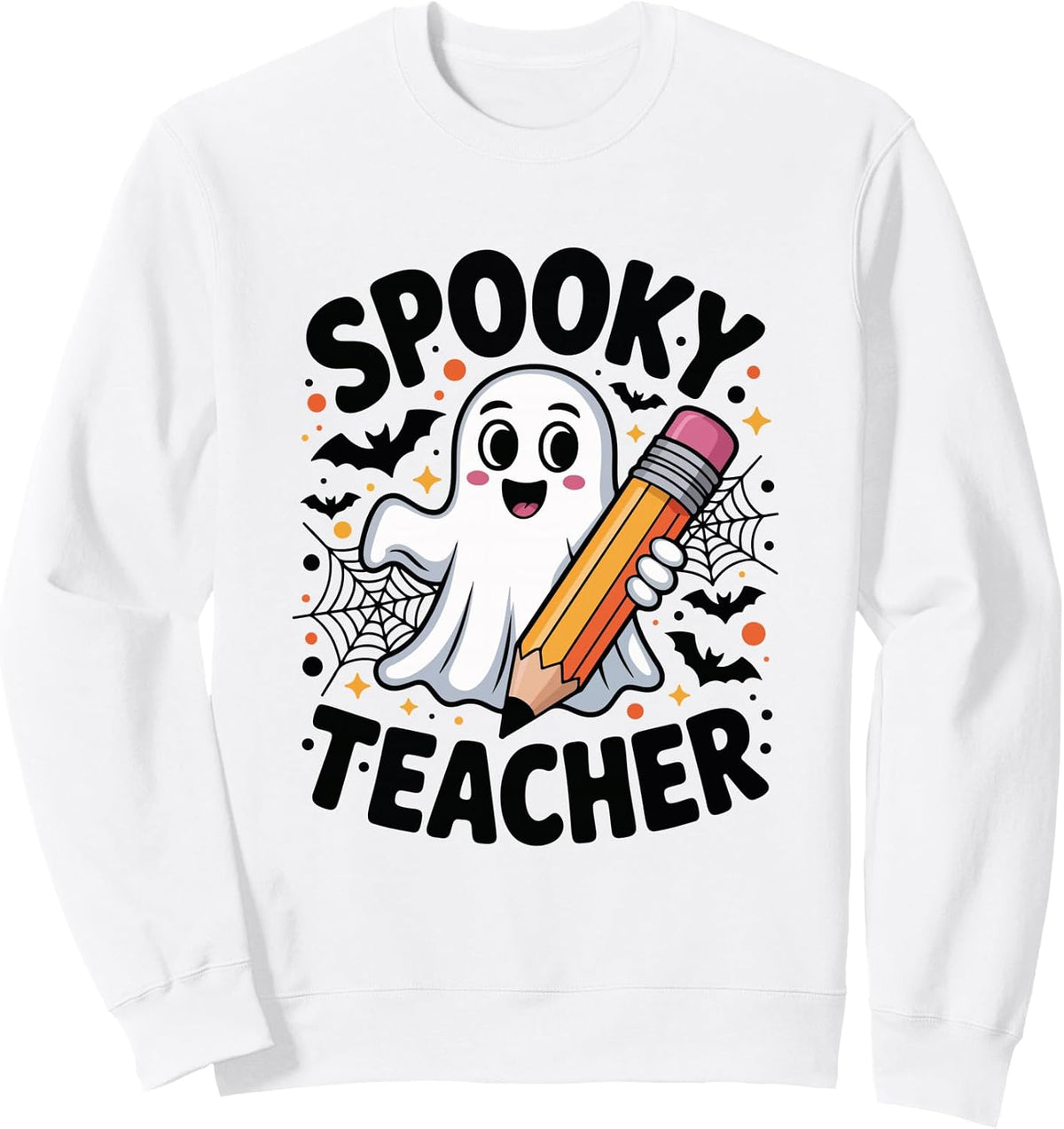 Spooky Teacher Cute Ghost Pencil Halloween Sweatshirt