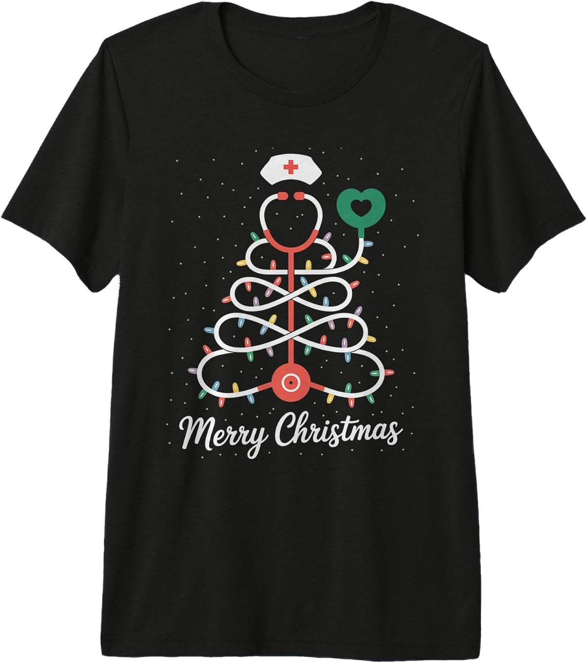 Merry Christmas Nurse Stethoscope Xmas Scrub Tree Premium Tri-Blend T-Shirt