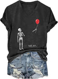 Retro Gothic Skull Halloween Shirt Funny Well Skeleton Lost Balloon Tees