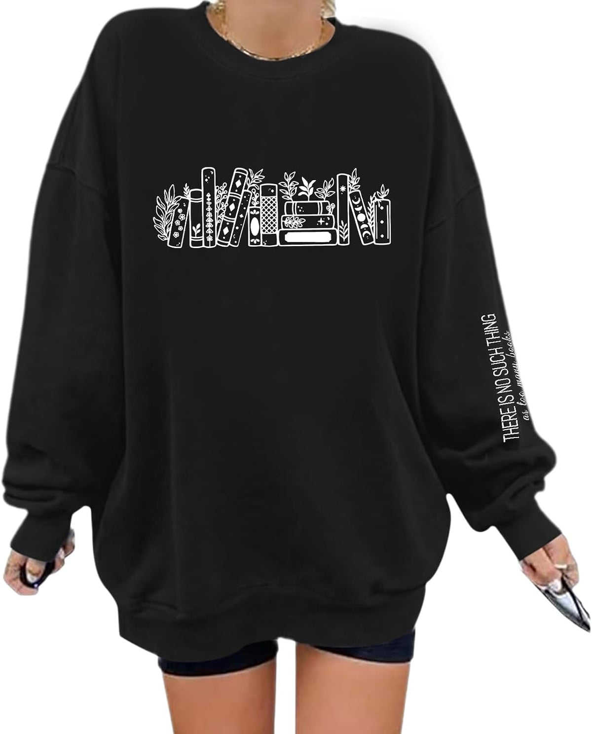 Book Sweatshirts for Women Oversized Bookish Reading Sweatshirt Teacher Long Sleeve Shirts Graphic Pullover Tops