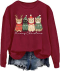 Meowy Christmas Sweatshirt Christmas Hoodie Cute Cat Graphic Pullover Top