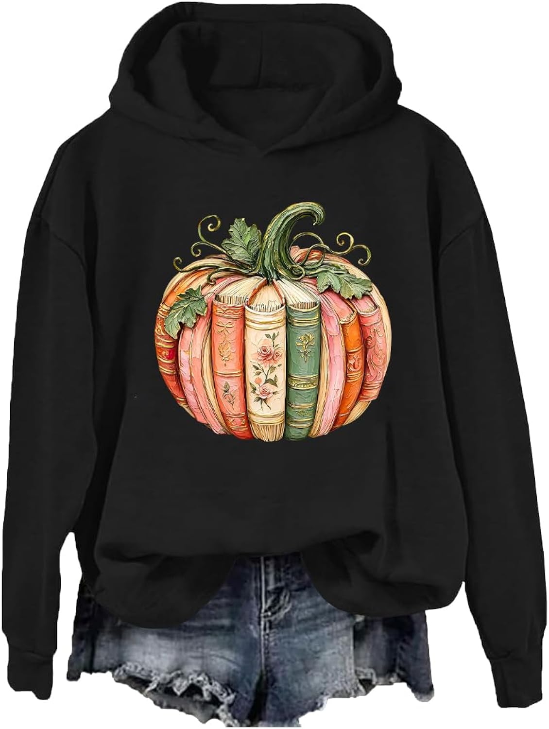 Pumpkin Book Sweatshirt Book Lover Fall Hoodie Autumn Teacher Shirt