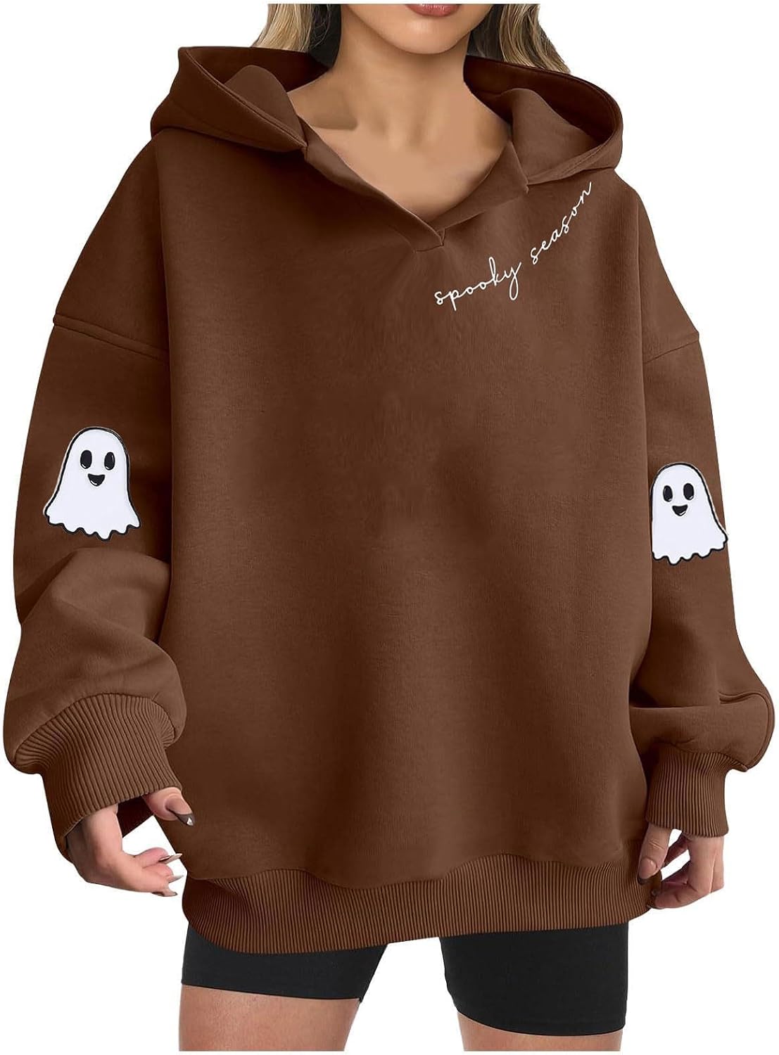 Halloween Spooky Season Sweatshirt for Women Cute Ghost Graphic Pullover
