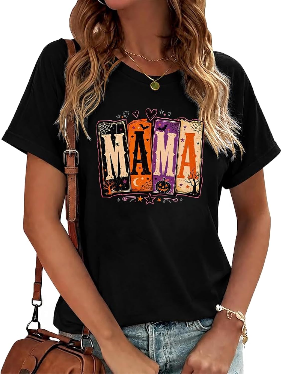 Halloween Mama Shirt Spooky Mama Ghost Pumpkin Graphic T-Shirt