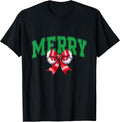 Vintage Merry Christmas Coquette Bow Festive Women Girls T-Shirt