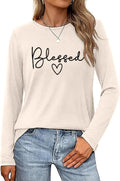 Faith Shirts for Women Letter Printed Casual Long Sleeve Tee Top