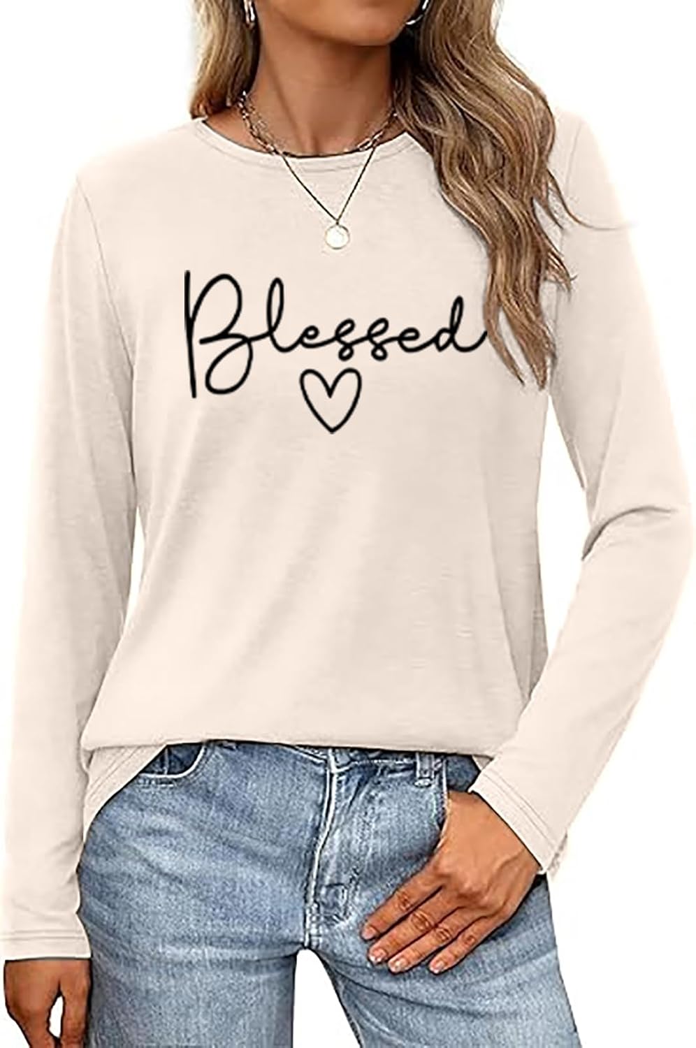 Faith Shirts for Women Letter Printed Casual Long Sleeve Tee Top