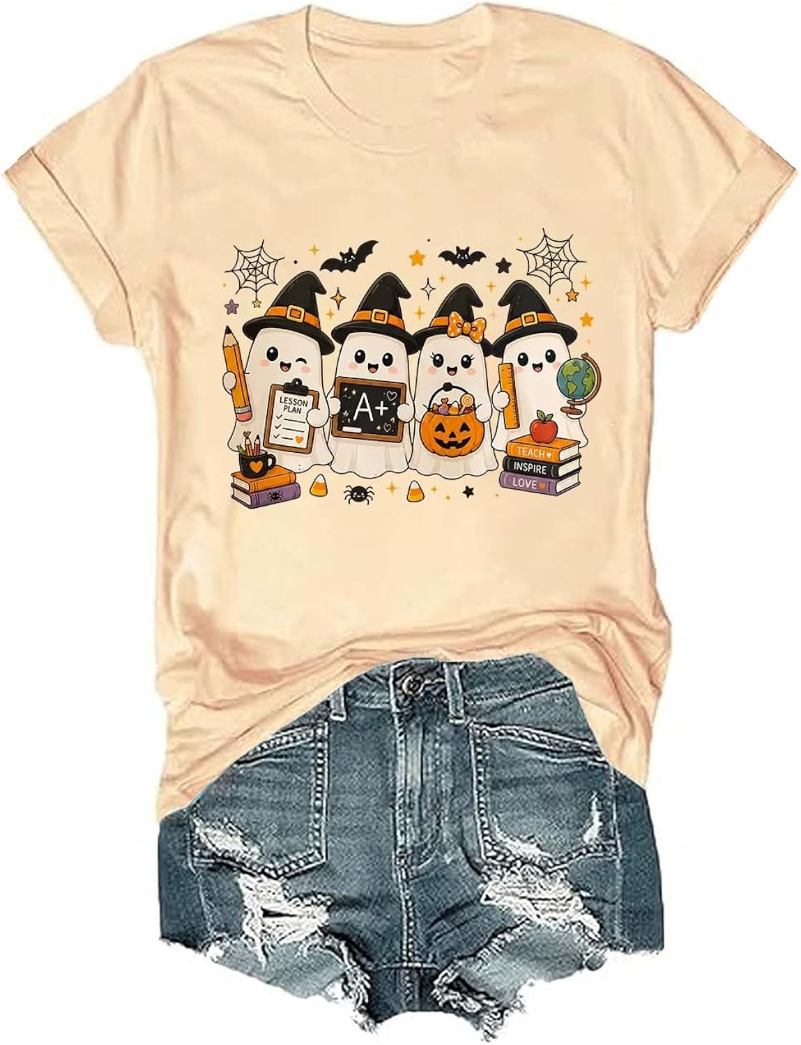 Ghost Teacher Halloween Shirt Funny Ghost Graphic Teacher Halloween T-Shirt