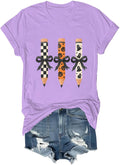 Halloween Teacher Pencil Bow Ghost Pumpkin School Life Graphic T-Shirt