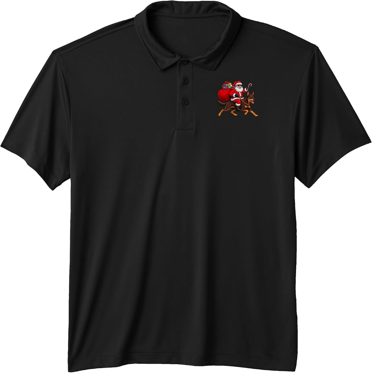 Xmas Santa Riding Kelpie Lovers Pet Dog Christmas Performance Polo Shirt
