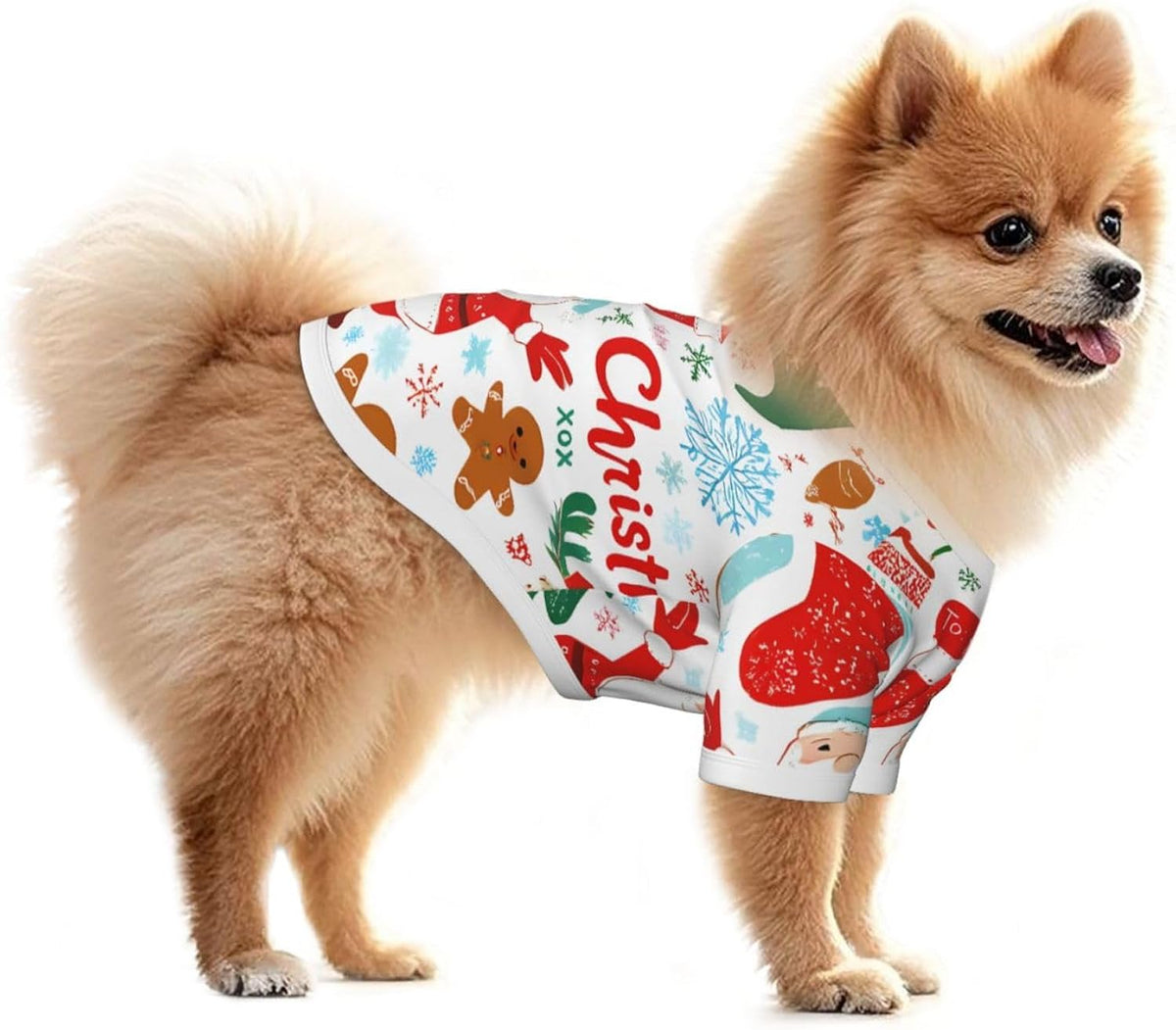Snowflakes Santa Claus Christmas Tree 1 Print Dog Short Sleeves Shirt