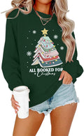 Christmas Sweatshirts for Women Bow Christmas Tree Long Sleeve Shirt