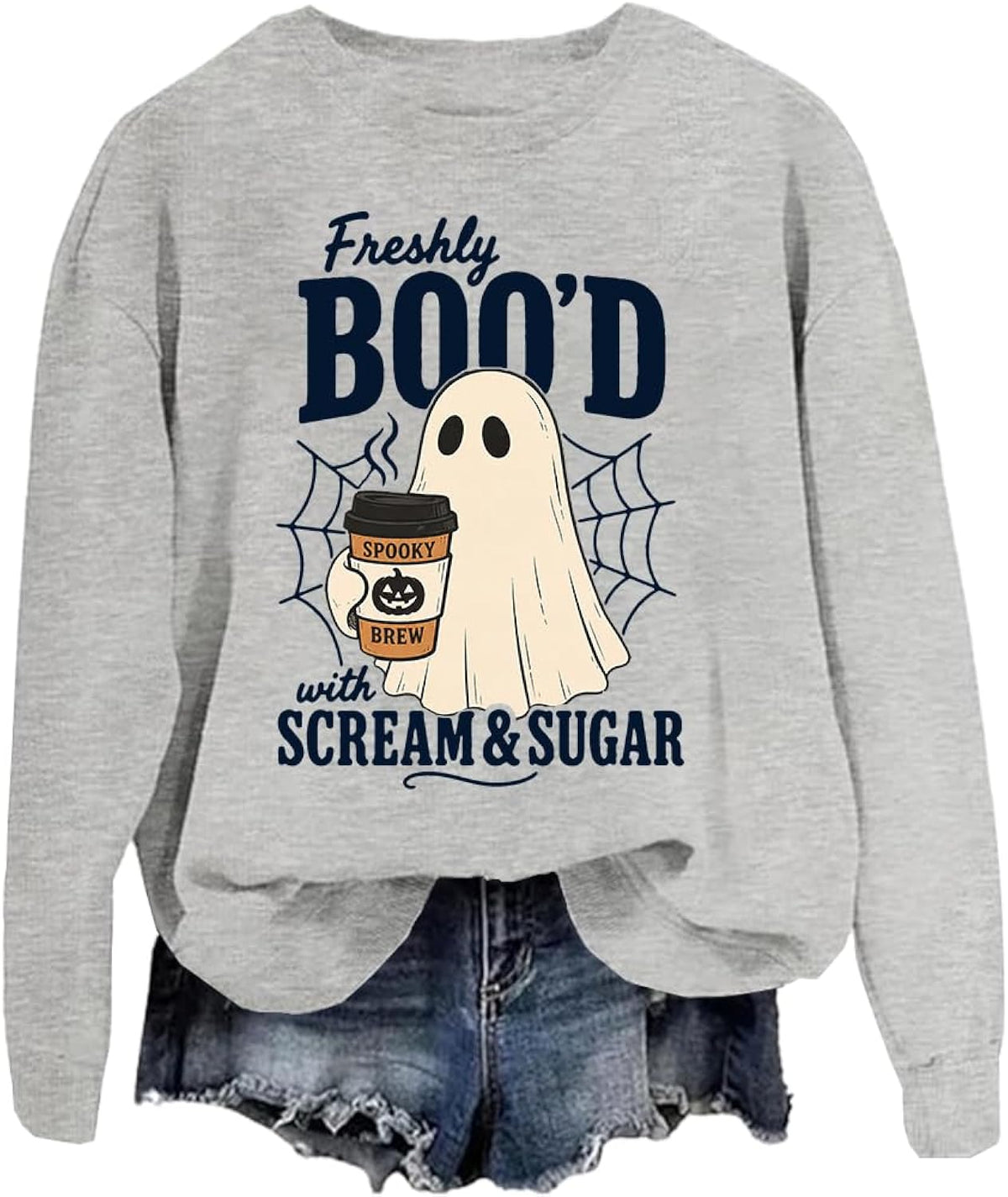 Freshly Boo'd With Scream And Sugar Ghost Coffee Halloween Sweatshirt