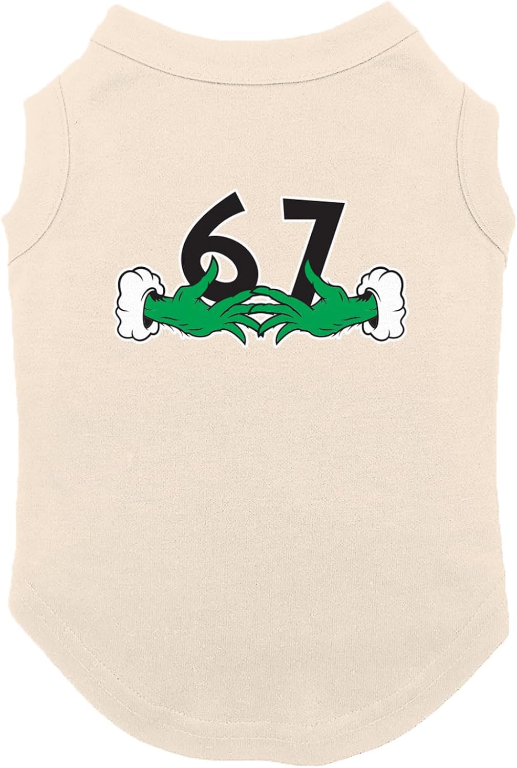 67 Christmas Hands Meme Funny Gen Alpha Dog Shirt (Natural, Medium)