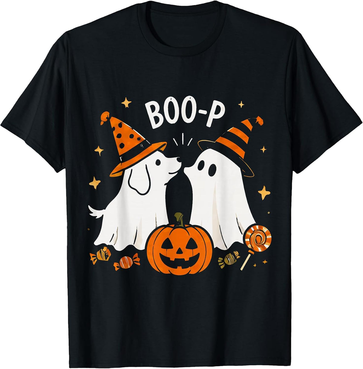 Funny Ghost Dog Boo-P Halloween Design for Dog Lovers T-Shirt