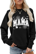 Halloween Mama Sweatshirt Funny Spooky Mom Shirt Women Crewneck Ghost Fall Pullover Tops Retro Spooky Season Sweater
