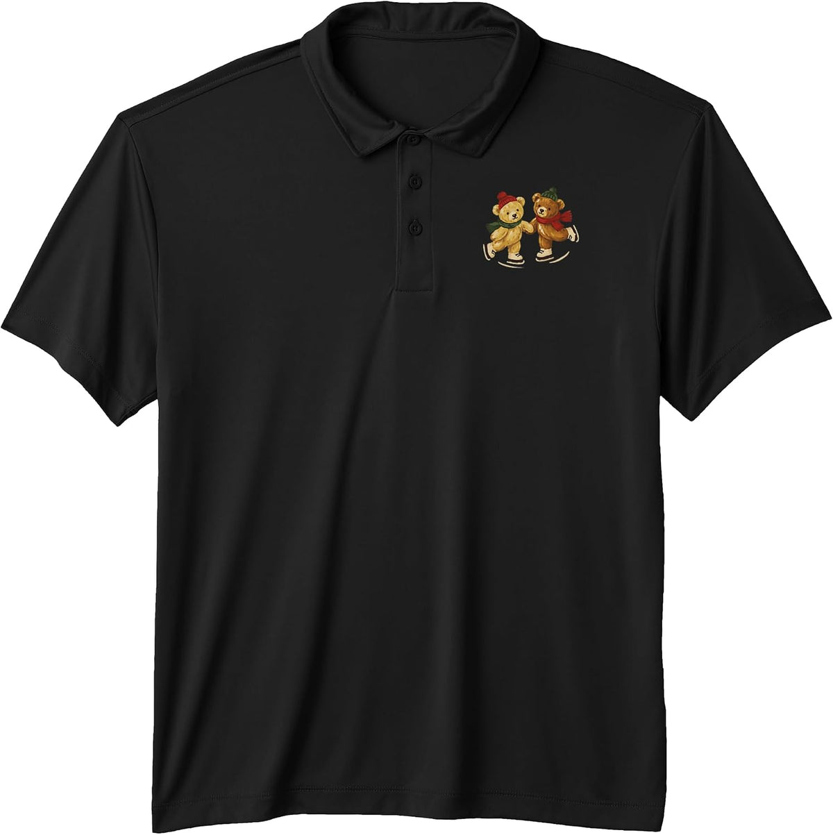 Ice Skating Teddy Bears Christmas Holiday Tradition Performance Polo Shirt
