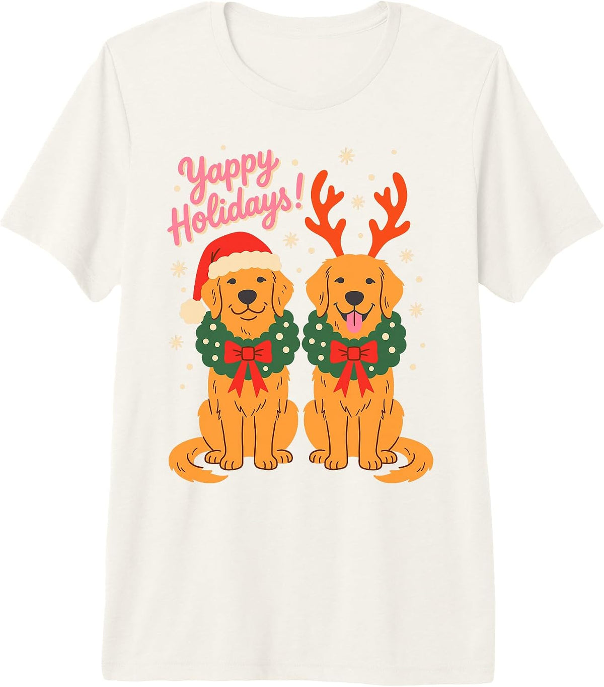 Yappy Holidays Golden Retriever Christmas Dog Lover Premium Tri-Blend T-Shirt