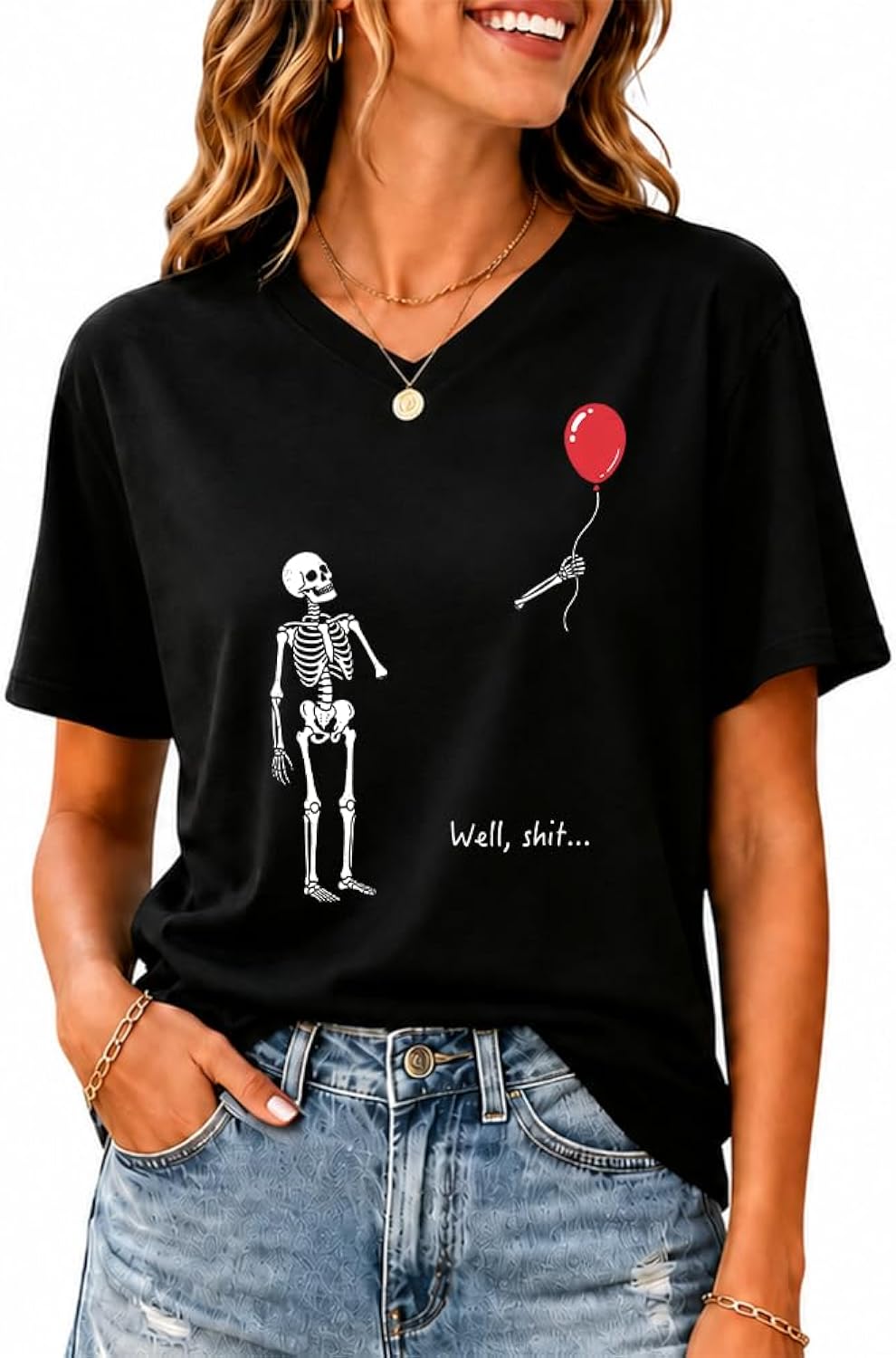 Well Sht Sarcastic Skeleton Halloween Shirt Funny Skeleton Lost Balloon Tee
