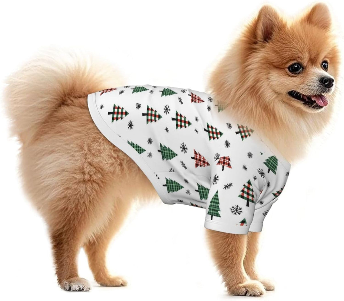 Hand-Painted Christmas Tree B Print Dog Short Sleeves Shirt