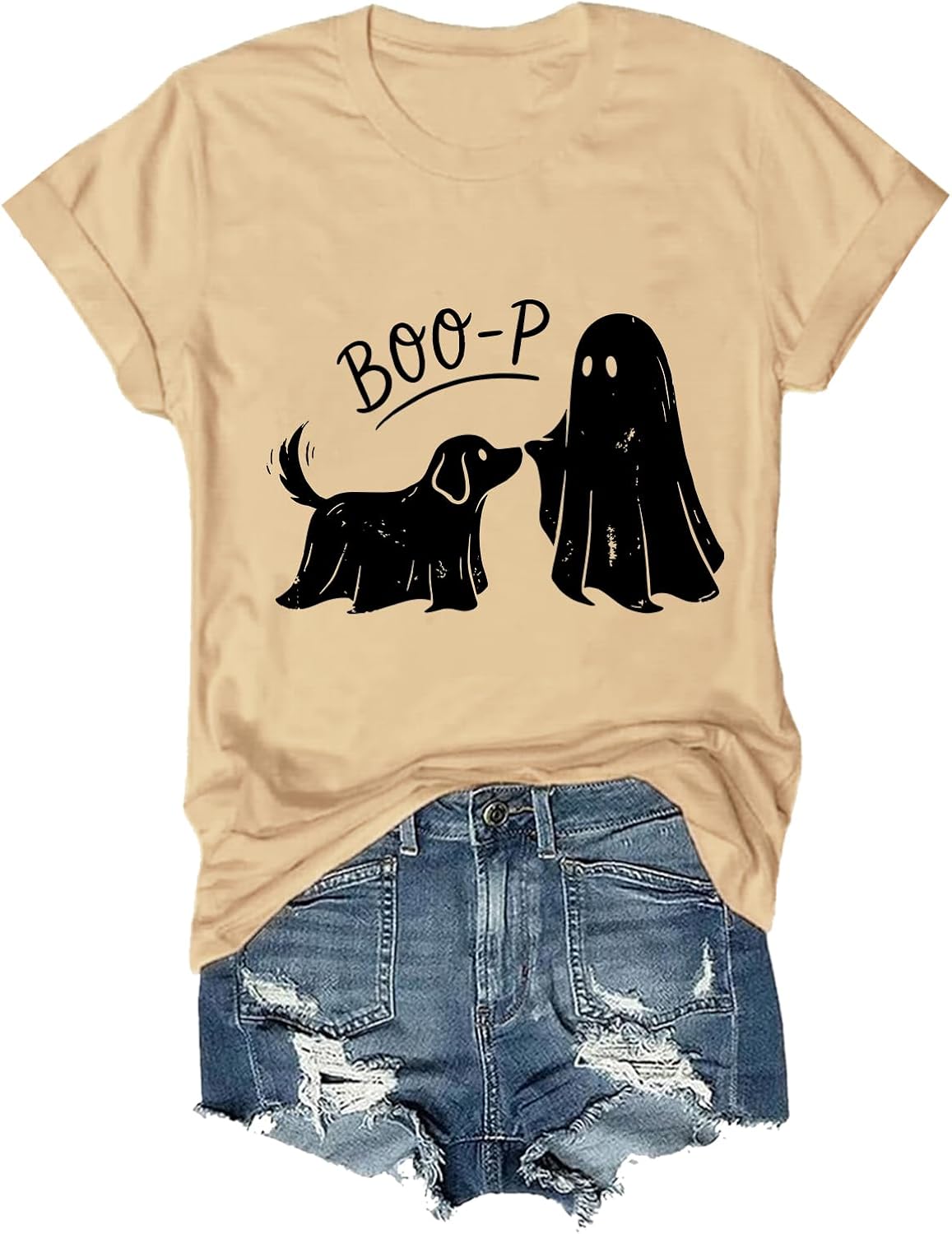 Boo-P Ghost Dog Shirt Boo-P Halloween Shirt Woman