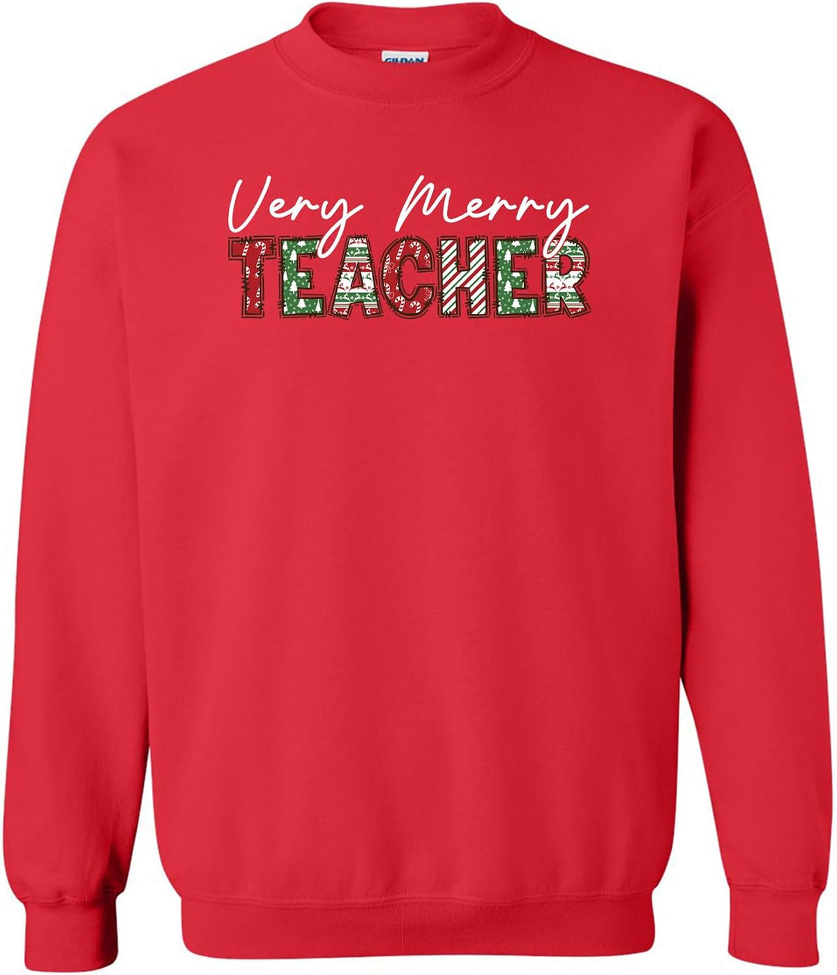 Very Merry Teacher Sweatshirt Cute Christmas Holiday Crewneck Gift for Educators School Staff Unisex Pullover