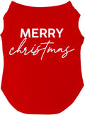 Merry Christmas Dog Tee Shirt | Sleeveless Breeds | Christmas | Holiday Season | Winter Wonderland | Gift |Red, X-Large 956