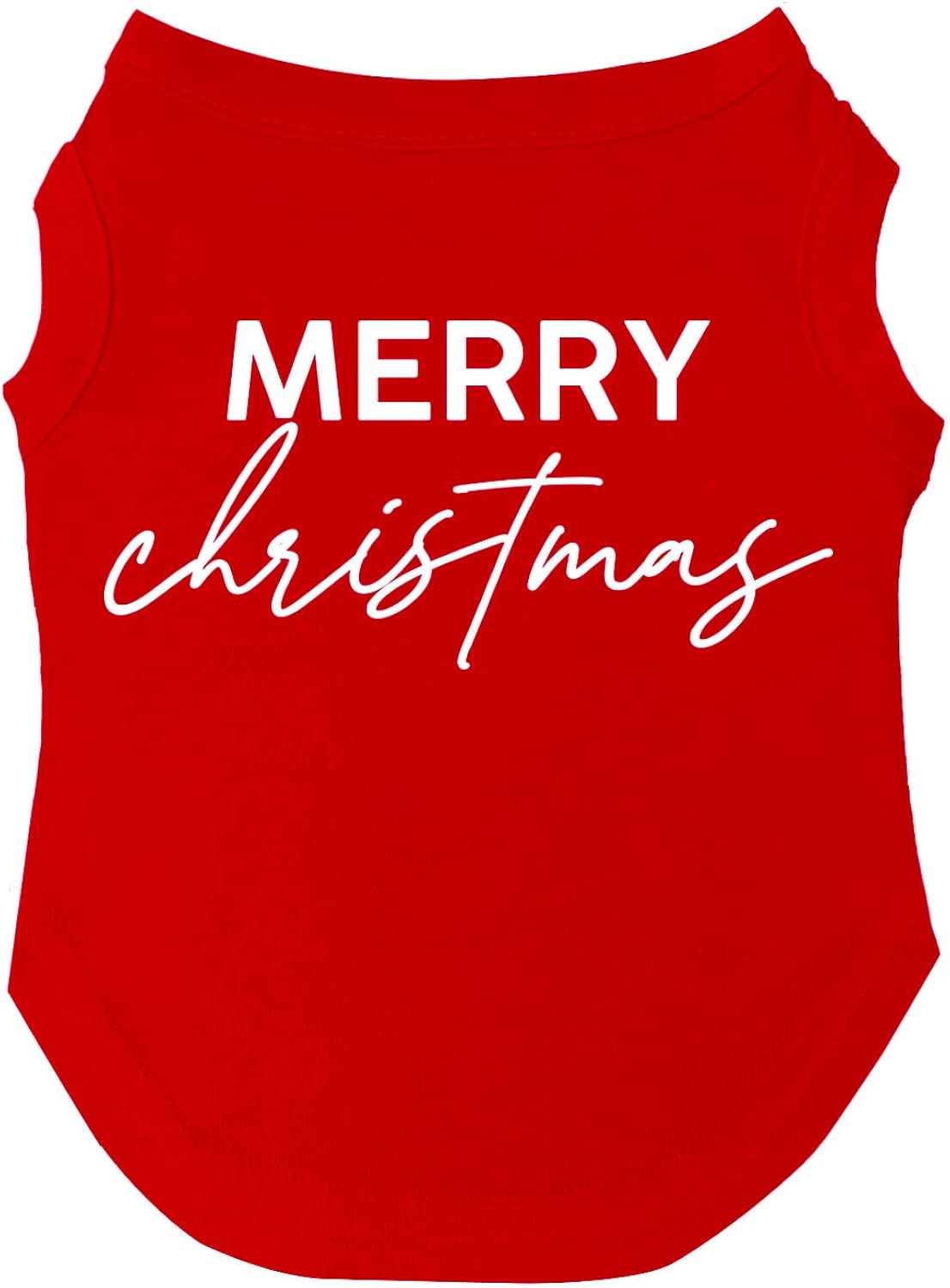 Merry Christmas Dog Tee Shirt | Sleeveless Breeds | Christmas | Holiday Season | Winter Wonderland | Gift |Red, X-Large 956