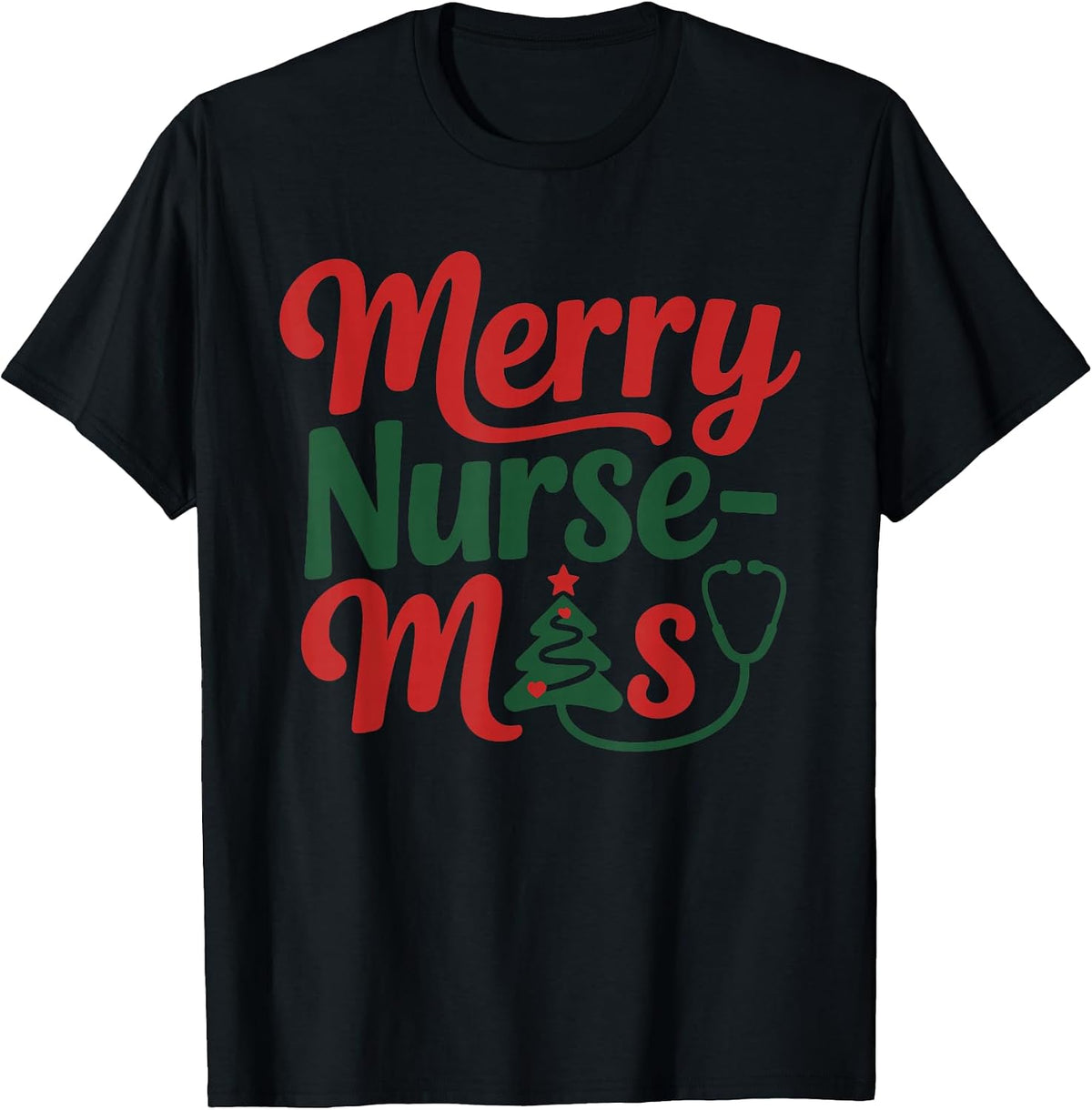 Merry Nursemas Christmas Nurse Tree Stethoscope Xmas Nursing T-Shirt