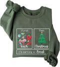 Teacher Christmas Sweatshirt Women First Teach Then Christmas Graphic Long Sleeve Shirt Xmas Holiday Pullover Sweater