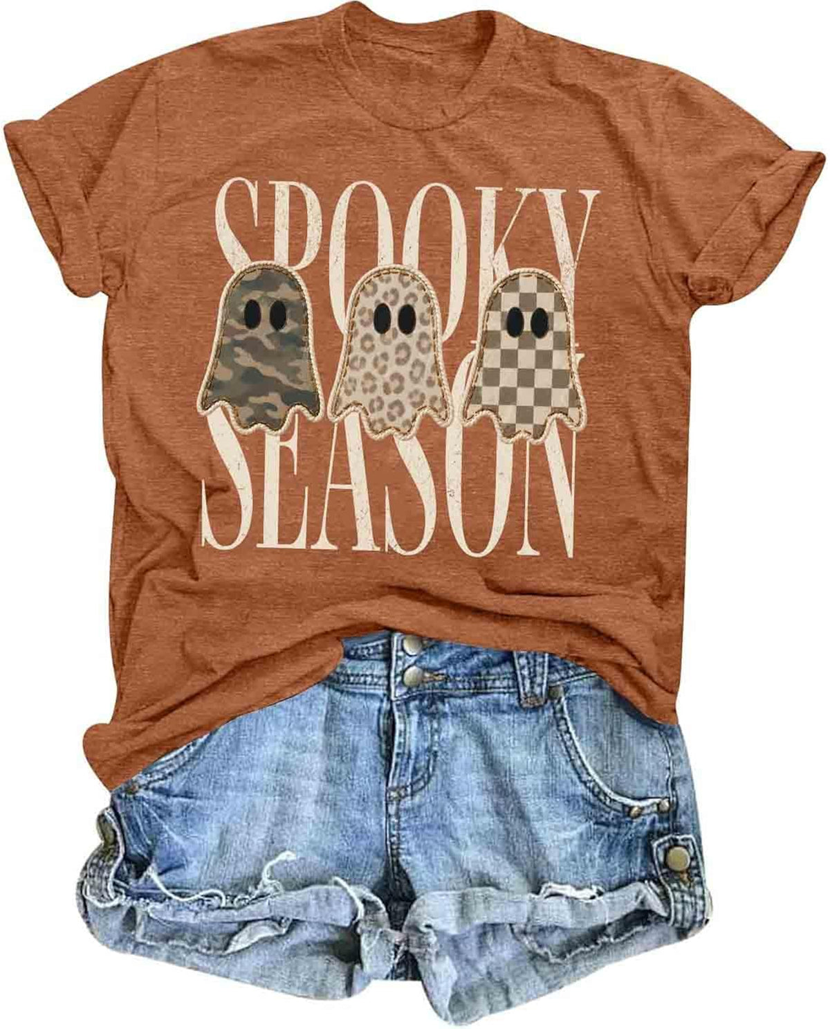 Spooky Season Graphic Shirts Womens Halloween Ghost Boo Shirt