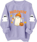 Halloween Sweatshirt Women Cute Ghost Pumpkin Graphic Pullover
