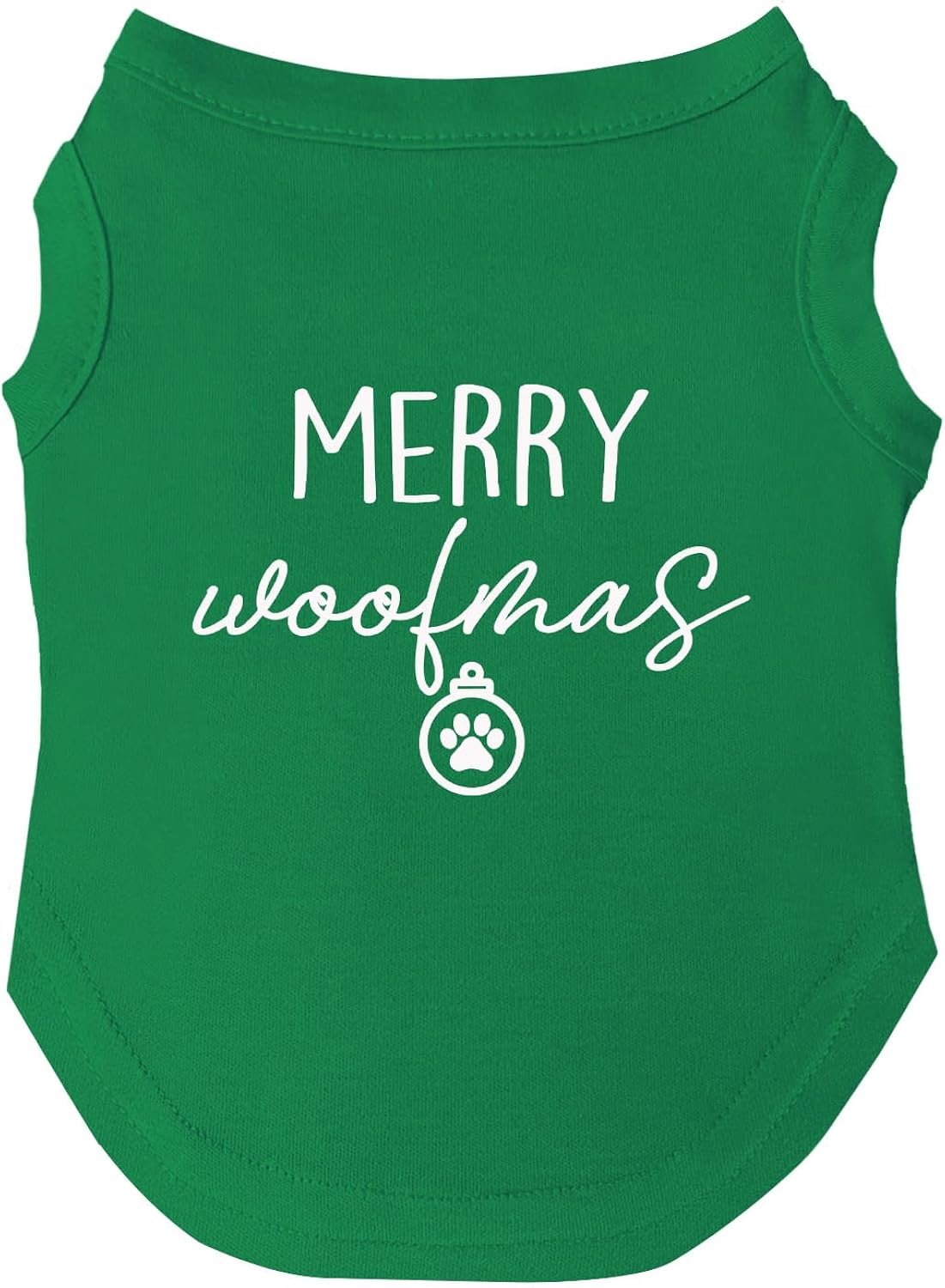 Merry Woofmas Dog Tee Shirt | Sleeveless Breeds | Christmas | Holiday Season | Winter Wonderland | Gift |Green, X-Large 927