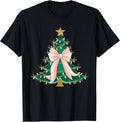 Coquette Bow Pink Christmas Tree Bows Xmas Women Girly T-Shirt