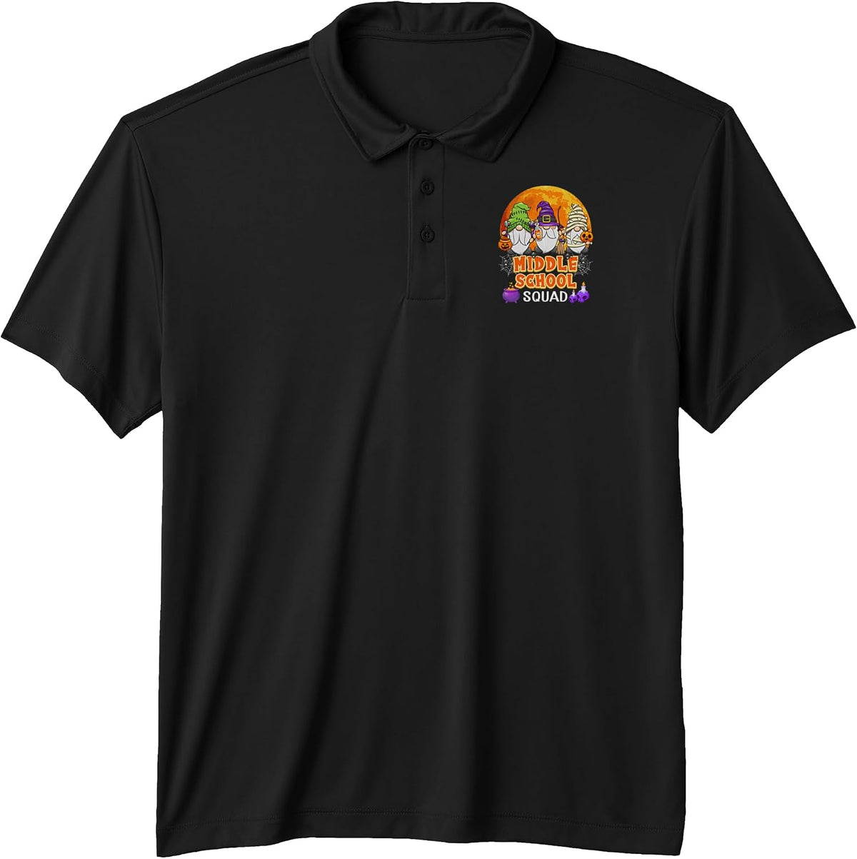 Middle School Squad Halloween Mid Schooler Gnome Matching Performance Polo Shirt