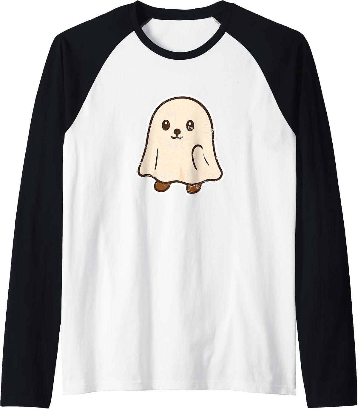 Cute Ghost Pup Halloween Raglan Baseball Tee