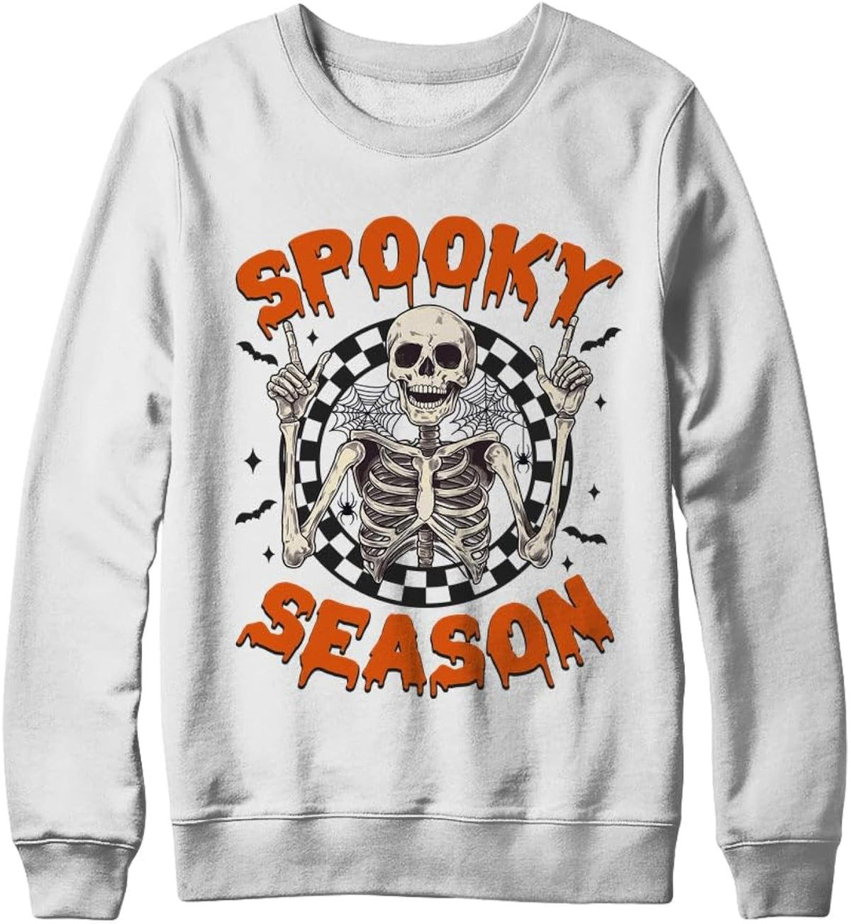 Spooky Season Retro Halloween Skeleton Halloween Bats Design Shirt Sweatshirt