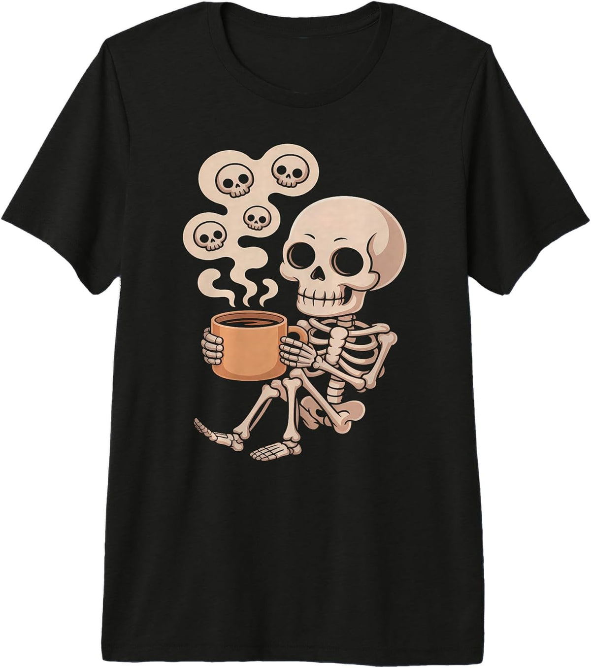 Skeleton Coffee Cup Cute Funny Skull Design Premium Tri-Blend T-Shirt