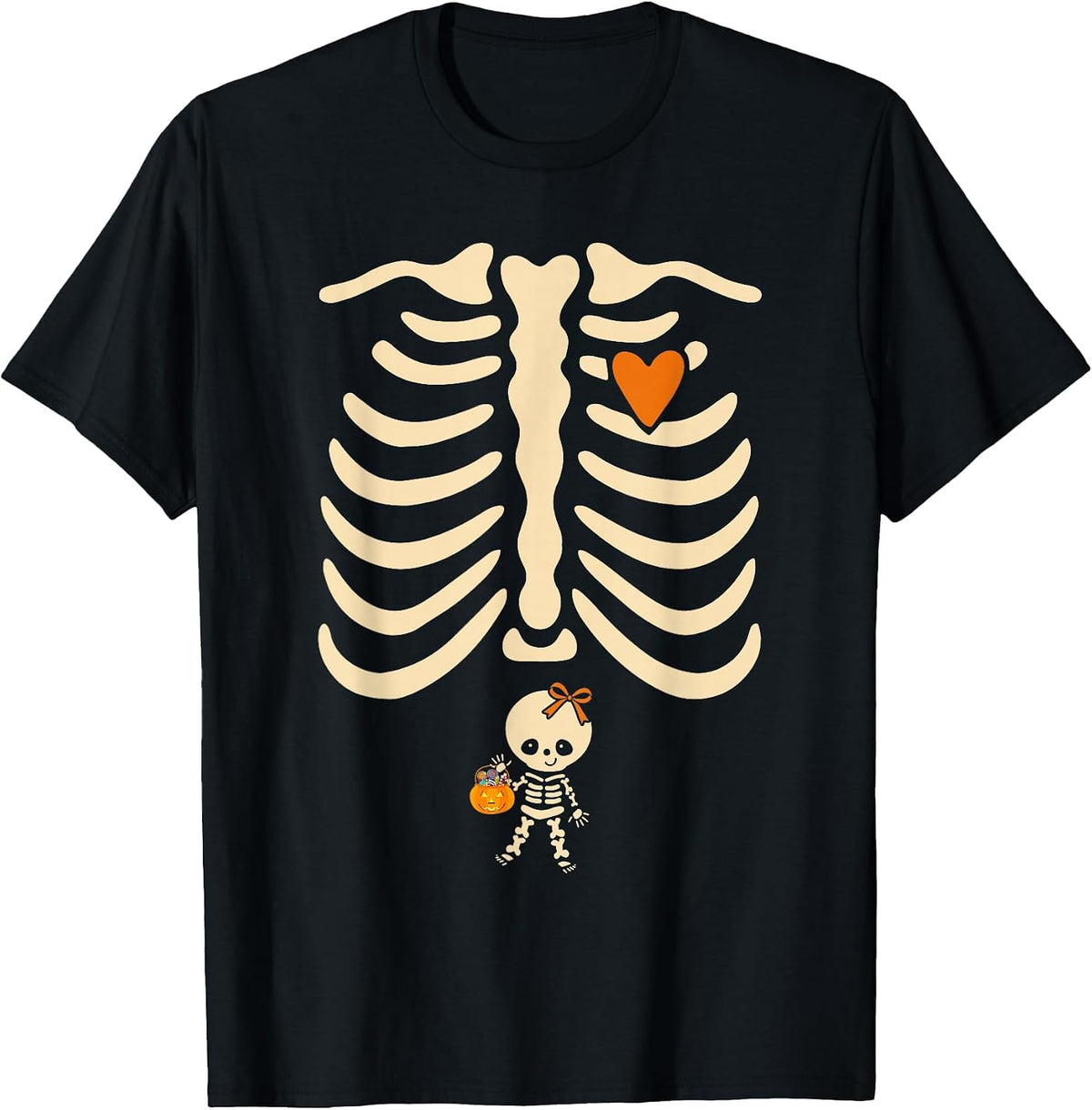 Pregnancy Skeleton Baby Pregnant Halloween Maternity Women T-Shirt