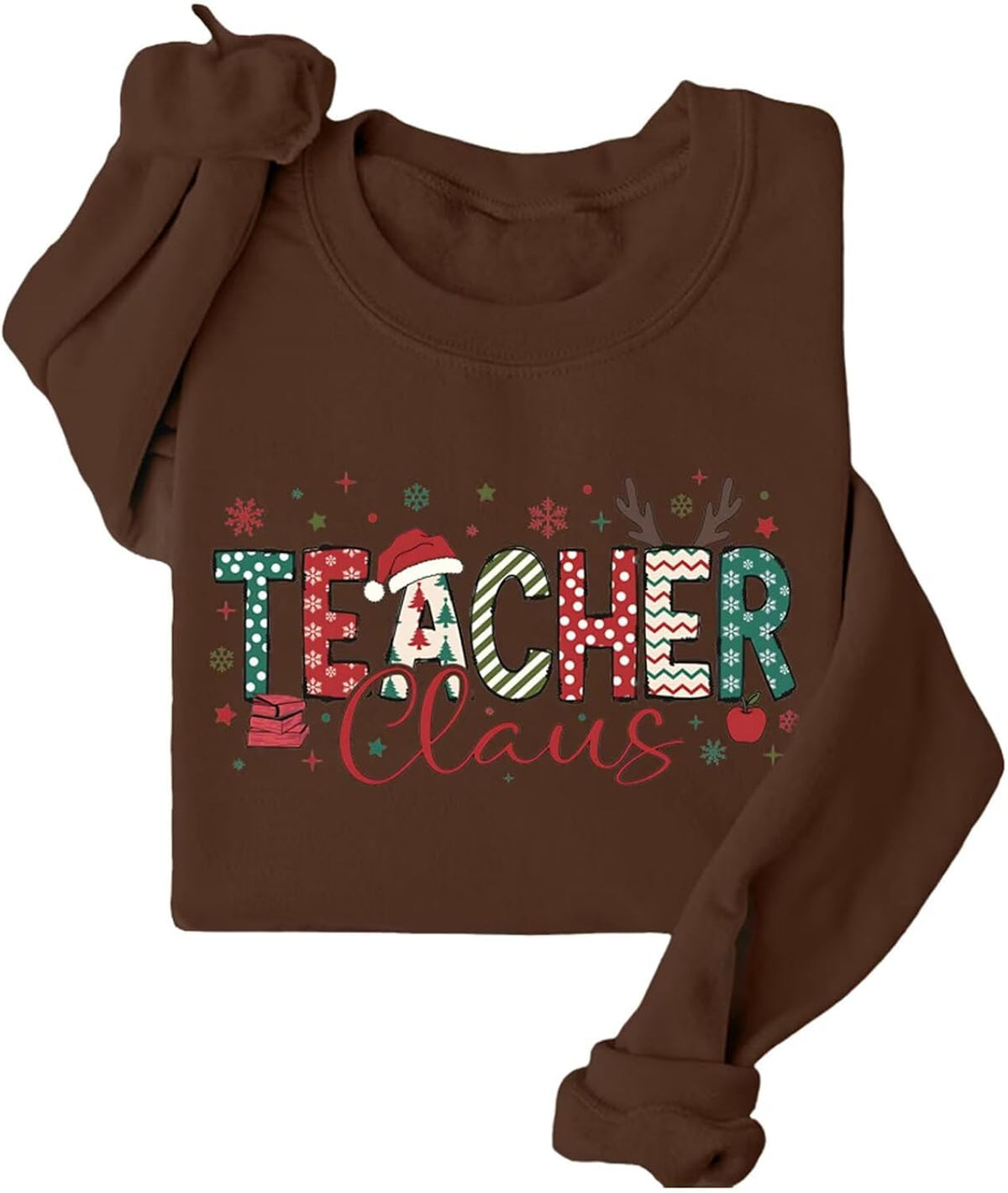 Teacher Christmas Sweatshirt Women Cute Teacher Graphic Long Sleeve Shirt Xmas Holiday Pullover Top Christmas Sweater