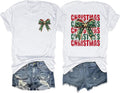 Women's Merry Christmas 2 Sided T-Shirt Funny Xmas Graphic Tee Winter Holiday Shirt Tops Blouse