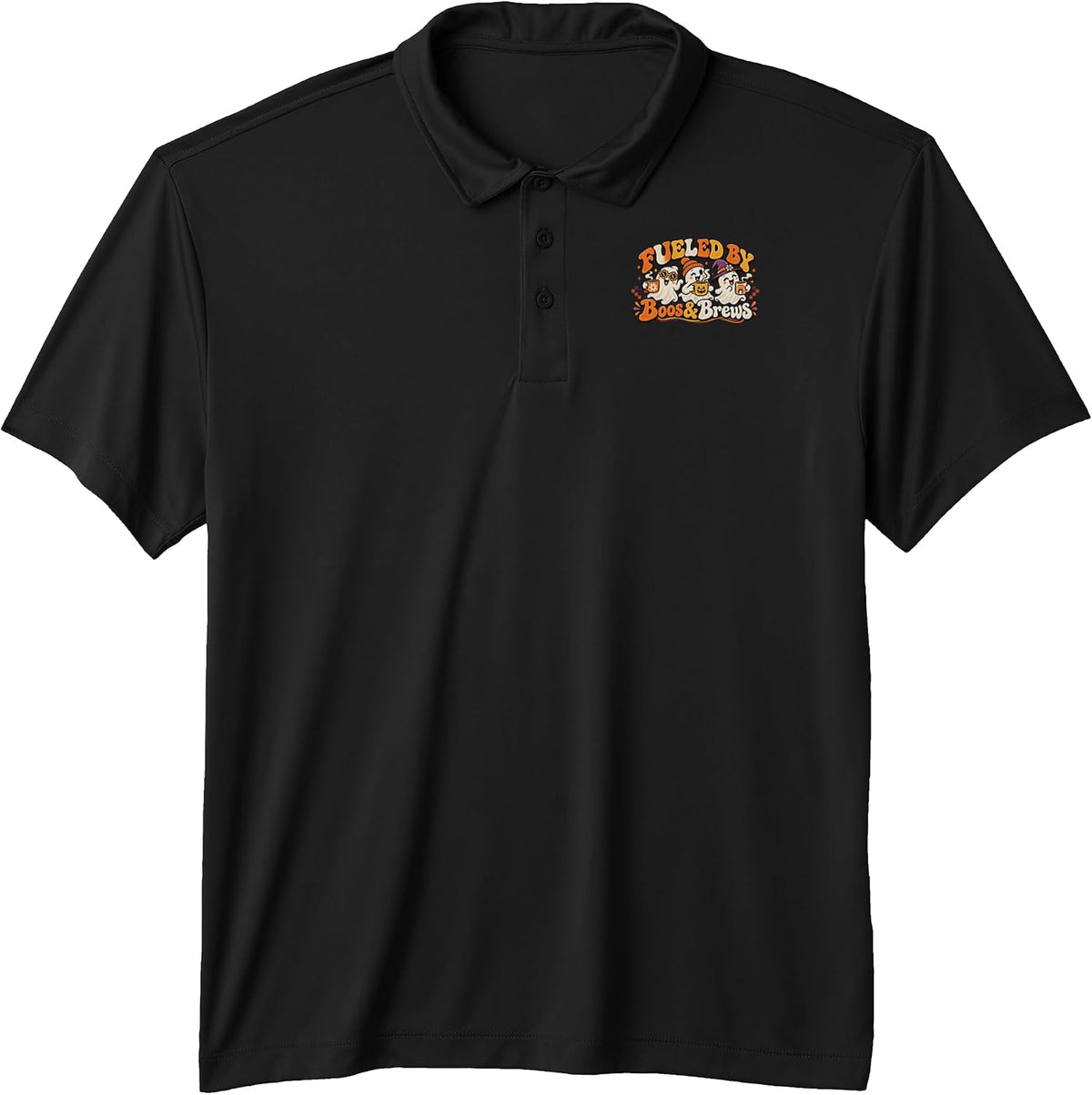 Cute Fueled by Boos and Brews Retro Ghost Coffee Crew Performance Polo Shirt