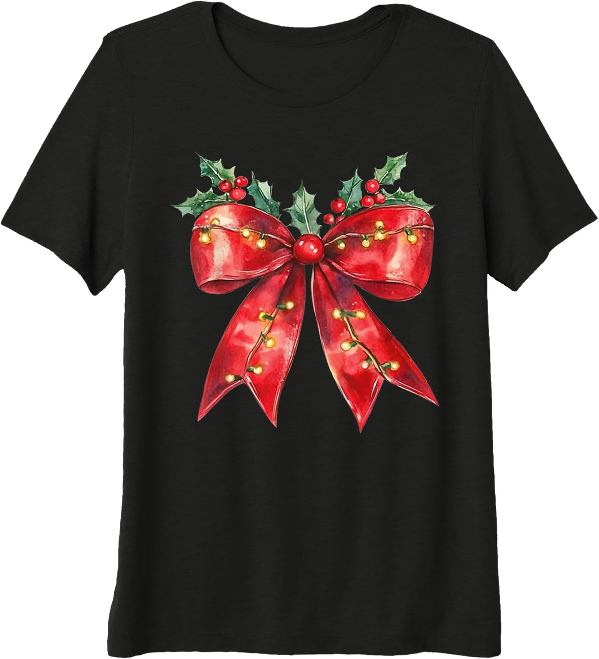 Womens Christmas Coquette Bow Christmas Bows Christmas Santa Bow Premium Tri-blend T-Shirt